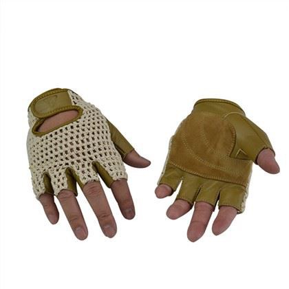 Luvas de couro marrom com meio dedo